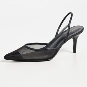 Reformation Whitnee Slingback Heels in Black Mesh